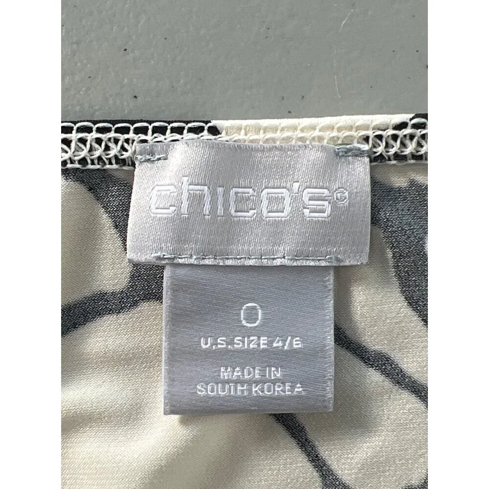 Chicos Easy Chic Cami Top Women 4 Sleeveless Abstract Print Classic Black Cream - Picture 5 of 8
